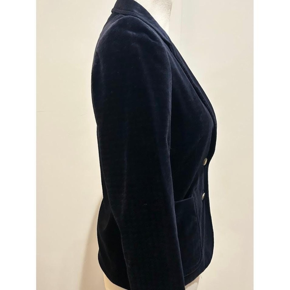 Bruno Piattelli Roma Navy Houndstooth Velvet Blazer Gold Button Women's XS - Picture 3 of 11